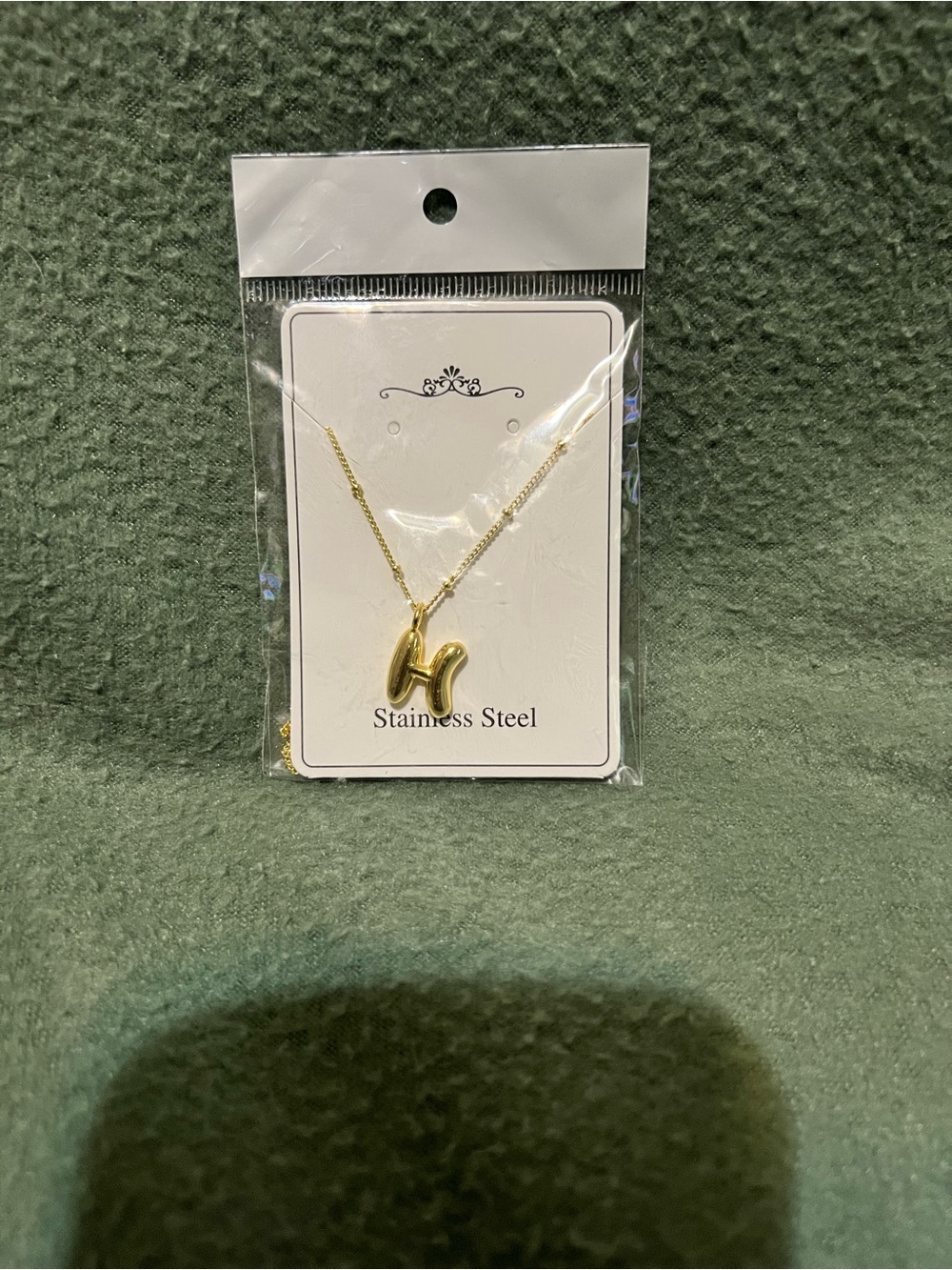 Gold Stainless Steel Initial 'H' Pendant Necklace - Women Jewelry